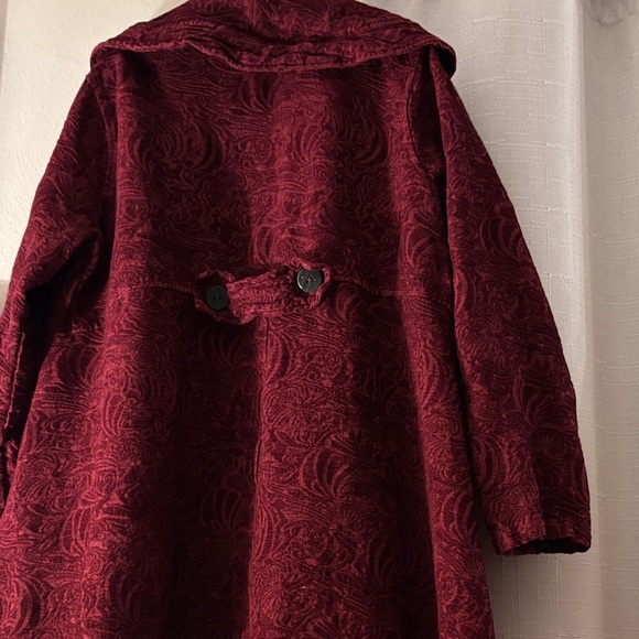 Dark Red Cotton‎ Jacquard Rayon Whimsigoth Tailcoat Witchy Coat  - XL - 90’s Vtg - Picture 9 of 9